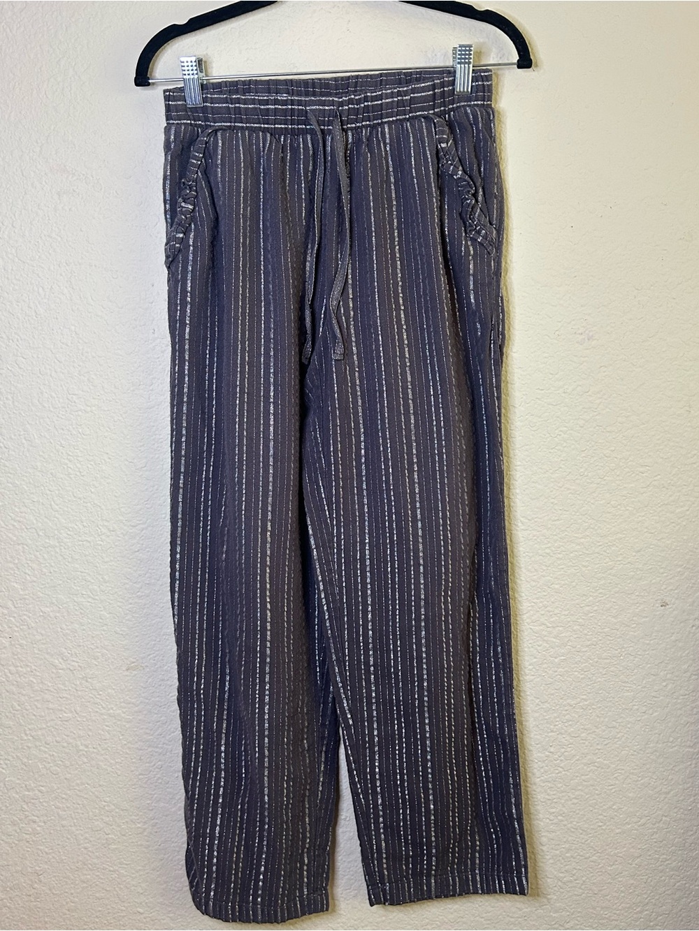 Joe Boxer VTG Kmart Striped Drawstring Casual Pants Gray White Stripe Cotton Med